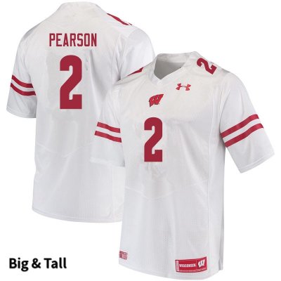 Men's Wisconsin Badgers NCAA #2 Reggie Pearson White Authentic Under Armour Big & Tall Stitched College Football Jersey AB31Z00LN